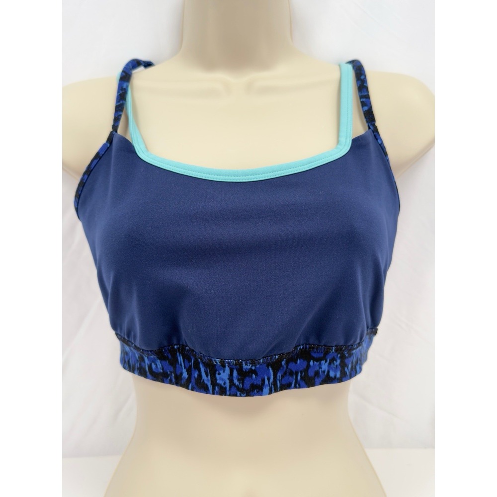 Gaiam Sports Bra Women's Large Navy Blue Strappy Yoga